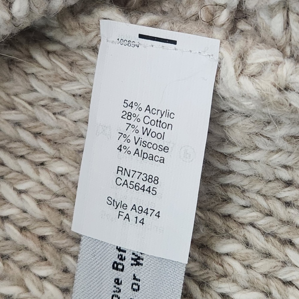womens MADEWELL crewneck Cable-Knit Sweater sz L beige/oatmeal Alpaca/Wool blend - Picture 3 of 8